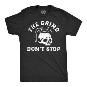 Mens The Grind Dont Stop T Shirt Funny Scary Halloween Coffee Pot Skull Joke Tee For Guys - Crazy Dog Men's T Shirt - 1 of 4