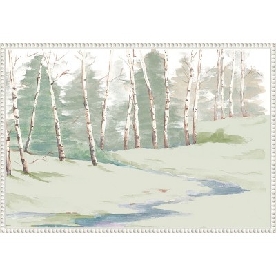 Winter Wood Landscape Canvas Print with Beaded Frame