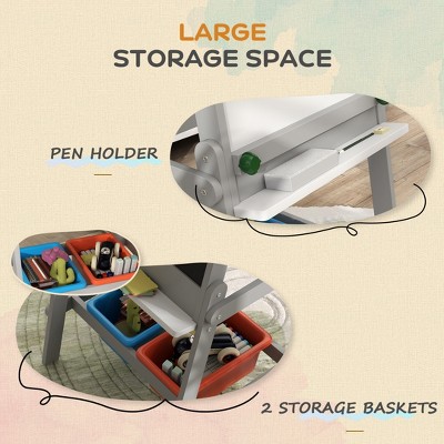 Acoinel Double Sided Art Easel with Storage Bins for Kids
