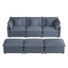 149.6" Modern Sofa Modular Sofa Couch Upholstered Corduroy L-Shape Sectional Sofa with Side Storage Pockets for Living Room, Beige - 4 of 4