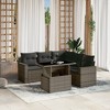 vidaXL 6 Piece Patio Sofa Set with Cushions Gray Poly Rattan - 2 of 4