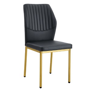 Lyngins Modern Dining Chairs with High Backrest,Upholstered Kitchen Chairs with Metal Legs,PU Chairs for Dining Room - 1 of 4