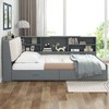 CAVINAS Wood Platform Bed with Storage Headboard, Shelves and 2 Drawers, Twin Size Bed Frame with Upholstered Headboards - 3 of 4