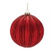 Ribbed Red Glass Ball Ornaments – Set of 4 - 3 of 4