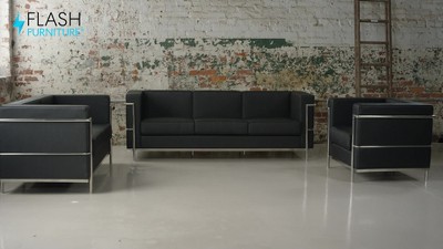 Contemporary Black Leather Chair with Stainless Steel Frame