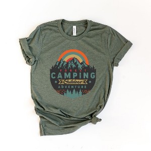 Simply Sage Market Women's Forest Camping Badge Short Sleeve Graphic Tee - 1 of 3