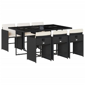 vidaXL 5 Piece Patio Dining Set with Cushions - Black and Cream - 1 of 4