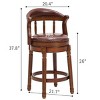 CAVINAS 26"/29.5" Genuine Leather Bar Stools with Wood Frame,Counter Height Bar Stools with Swivel Backrest,Solid Wood Barstools for Kitchen Counter - 2 of 4