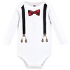 Hudson Baby Infant Boy Cotton Bodysuit, Pant and Shoe Set, Buffalo Plaid Bow Tie - 4 of 4