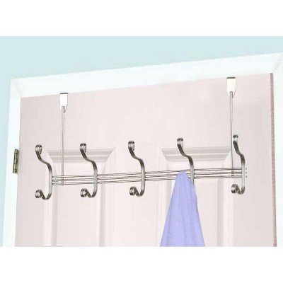 Home Basics Over the Door 5 Hook Hanging Rack, Satin Nickel