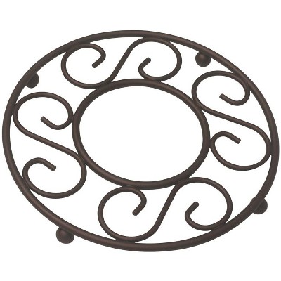 Home Basics Scroll Collection Steel Trivet, Bronze