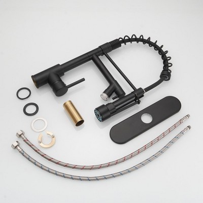 Matte Black Single Handle Pull-Down Sprayer Kitchen Faucet with LED Light