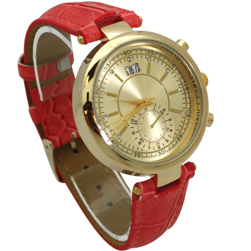 OLIVIA PRATT MULTICOLORED GOLD FACE LEATHER STRAP WATCH, 4 of 7