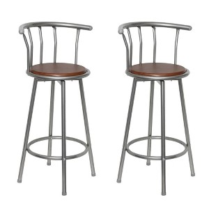 vidaXL Bar Stool Set of 2 Brown MDF, Steel Standard Swivel Bar Stool - 1 of 2