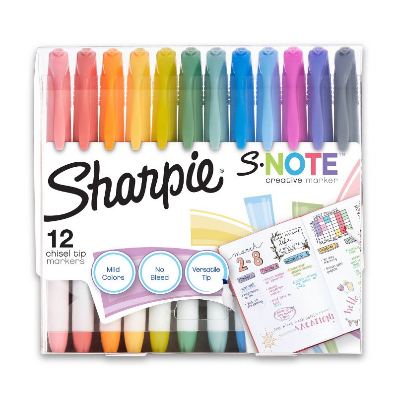 Sharpie S-Note 12pk Creative Marker Highlighters Chisel Tip Multicolored, 1 of 8