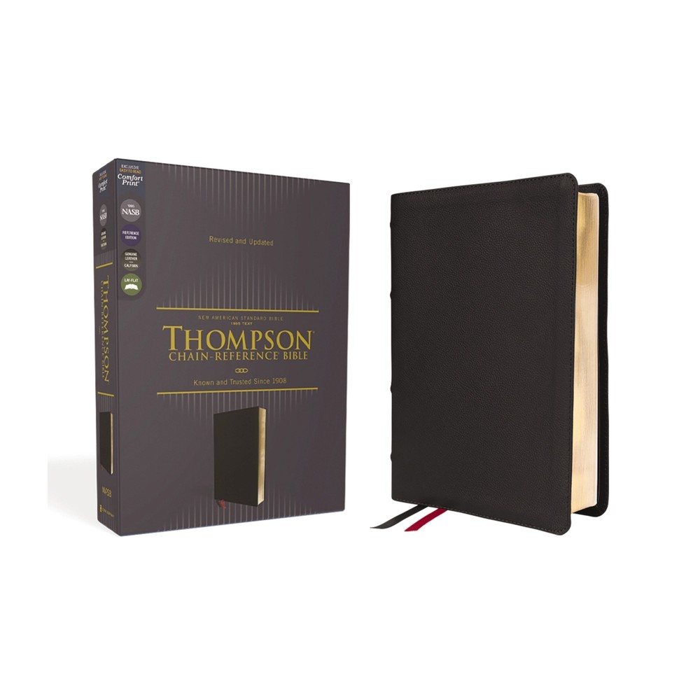 Nasb, Thompson Chain-Reference Bible, Genuine Leather, Calfskin, Black, 1995 Text, Red Letter, Comfort Print - by Zondervan (Leather Bound)