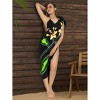 LA LEELA Women's Bikini Skirt Sarong Swimwear Cover up Bathing suit Summer Wraps Swimsuit Beach Wrap Coverups for Women One Size Black, Leaf - 3 of 4