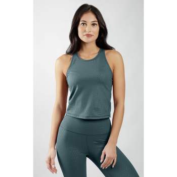 90 Degree By Reflex Womens 2 Pack Baseline Seamless Polo Cropped Tank -  Tropical Green/white - Large : Target