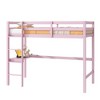 Gulches Twin High Loft Bed, Rubber Wood Loft Bed with Safety Guardrail, built-in desk, ladder,Pink - 3 of 4