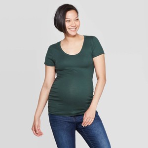 Maternity Short Sleeve Shirred Scoop Neck T-Shirt - Isabel Maternity by Ingrid & Isabel Green S, Women