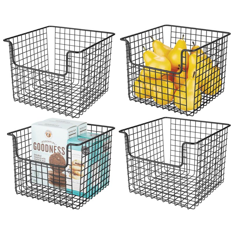 mDesign Metal Kitchen Food Storage Basket, Open Front - 4 Pack, 1 of 9