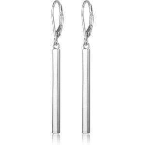 18K Yellow Gold or 14K Rose Gold Bar Drop Earrings | Sterling Silver Base - 1 of 4