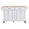 Wood Top Kitchen Island Cart with Wheels, 4 Doors & 5 Drawers, Rolling Storage Cabinet for Kitchen or Dining-The Pop Home - 2 of 4