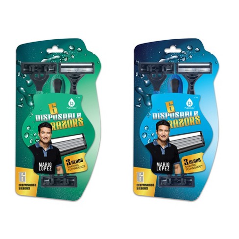 Mario Lopez 6 Disposable Razors Bundle - Green & Blue - image 1 of 4