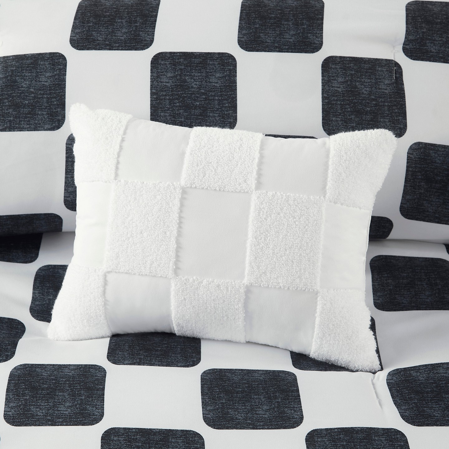 Постельное бельё Intelligent Design 5Pcs Comforter Set, Modern Bedding Set, Microfiber Bed Comforter, Black/White, цвет: Чёрный — фото 6