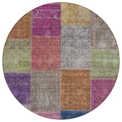 Copper Navy Blue And Gold Patchwork Washable Indoor Outdoor Area Rug