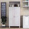 24/7 Shop At Home Maclay Double Door Pantry Cabinet White Oak: Transitional Style, 5 Fixed Shelves, Storage Organizer - 4 of 4