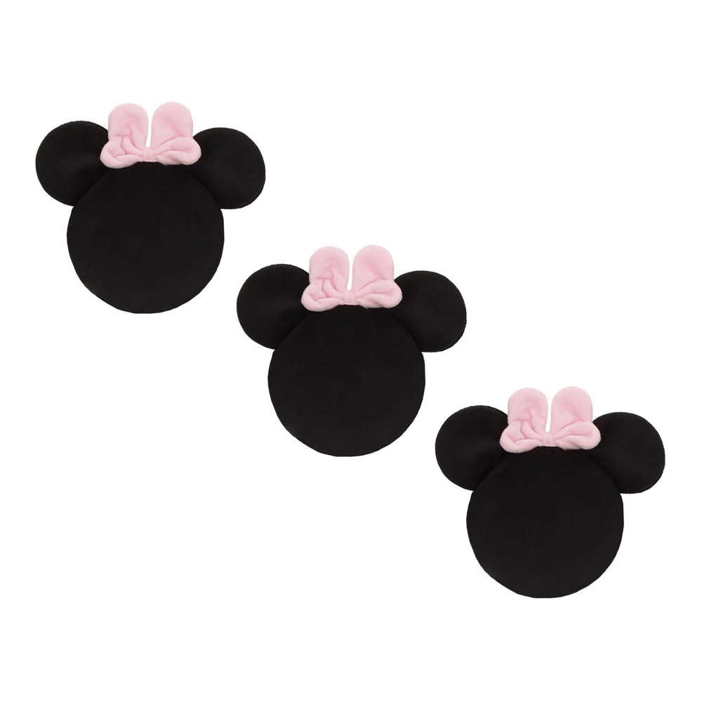 Photos - Soft Toy Disney Minnie Mouse Shaped Wall Decor - Black Plush - 3pc 