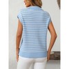 Women's V-Neck Sleeveless Knit Top Striped Collared Sweater for Casual Style - 4 of 4