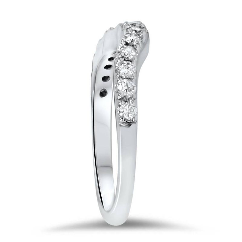 Pompeii3 14K White Gold 3/8ct Diamond Wedding Anniversary Curved Guard Ring, 2 of 6