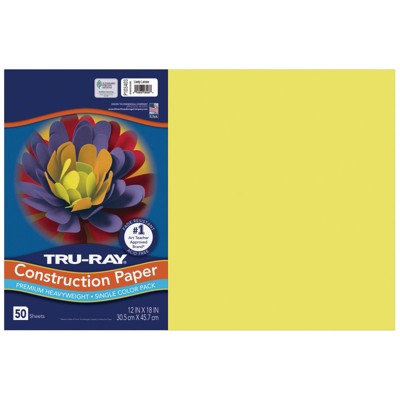 Tru-Ray Construction Paper, Lively Lemon, 12" x 18", 50 Sheets (Pack of 2)