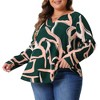 Agnes Orinda Women's Plus Size Printed V Neck Long Sleeve Business Casual Blouses - 2 of 4