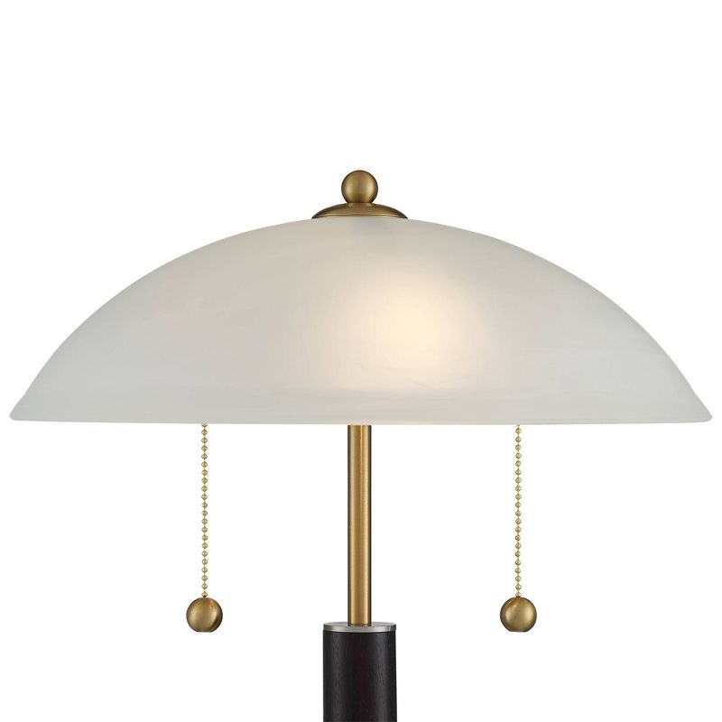 360 Lighting Mid Century Modern Desk Lamp 19 1/2" High Brown Wood White Frosted Glass Dome Shade for Bedroom Living Room Office, 3 of 9