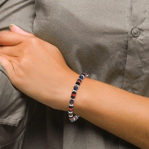 Chisel Stainless Steel 6.50mm Blue Golden, Red Agate and Black Onyx Beaded 7.75" Stretch Bracelet - 1 of 4