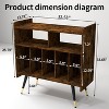 TIRAMISUBEST Mid-Century Modern Vinyl Record Player Stand, TIRAMISUBEST Turntable Storage Cabinet with Charging Ports (Brown) - 4 of 4