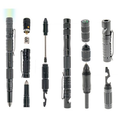 5 Star Super Deals 2pc Set Tactical 8 in 1 Multitool Pen Flashlight - Self Defense for Women & Men – Tactical Gear and EDC – Firestarter, Compass