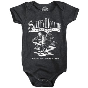 Sleepy Hollow Bed and Breakfast Baby Bodysuit Funny Sarcastic Halloween Graphic Novelty Jumper For Infants - Crazy Dog Baby Bodysuit For Halloween - 1 of 4