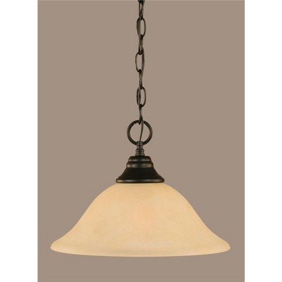 Toltec Lighting Any 1 - Light Pendant in  Matte Black with 12" Amber Marble Shade