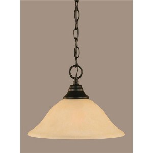 Toltec Lighting Any 1 - Light Pendant in  Matte Black with 12" Amber Marble Shade - 1 of 1