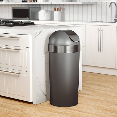 Pewter 16-Gallon Swing Top Kitchen Trash Can