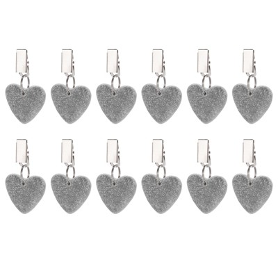 Unique Bargains Heart Shape Marble Tablecloth Weights with Metal Clip 24 Pcs