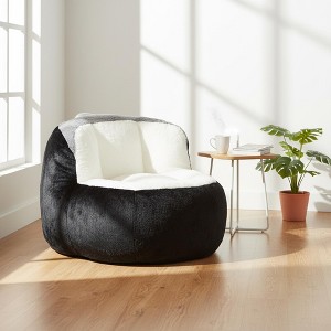Homy Casa Oversized Faux Fur Bean Bag Chair, Cozy Floor Seat for Bedroom, Dorm & Living Room, Black+White - 1 of 4