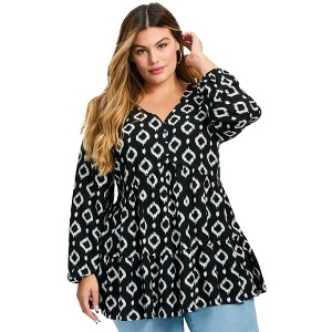 Avenue Women's Plus Size Tilly Long Sleeve Tunic - 1 of 4