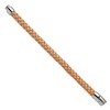 Black Bow Jewelry 8mm Stainless Steel, Light Tan or Brown Leather Woven Bracelet, 8.5 In - 2 of 4