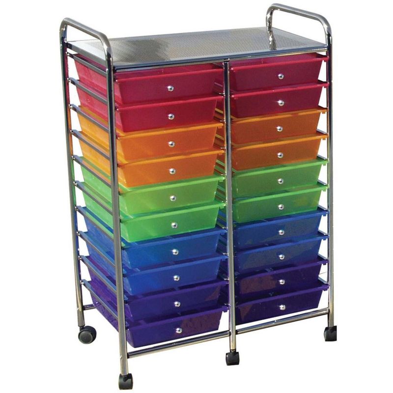 Mobile Organizer, 20 Drawers, 25 x 38 x 15-1/4 Inches, Multiple Colors, 1 of 2