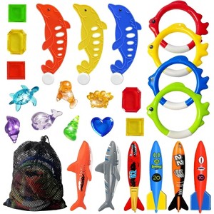 Jasonwell Pool Diving Toys – 25PCS Water Toys with Dive Sticks, Rings, Torpedo Bandits, Fish, and More for Kids, Teens, and Adults - 1 of 4